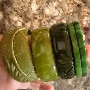 Set of Green Bakelite Bangles